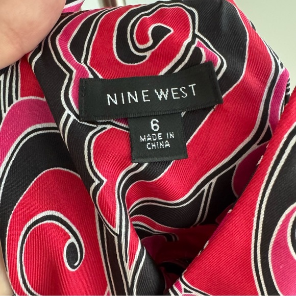 Nine West 100% Silk Pink, Red and Black Halter Mini Dress Size 6 - Picture 5 of 6